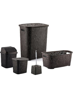 PremiumPort 5 Parça Banyo Seti, Kirli Sepeti ve Çamaşır Selesi Paket