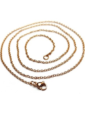 Tamgacrafts 1mm Ince Altın Renk Kolye Zinciri Paslanmaz Çelik 50 cm Kısa Zincir