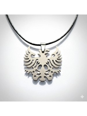 Tamgacrafts Paslanmaz Çelik Çift Başlı Kartal Kolye Unisex Metal Sembol Tasarım
