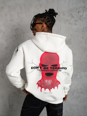 Efnaz Style Erkek Maske Baskılı Kapüşonlu Sweat - Beyaz