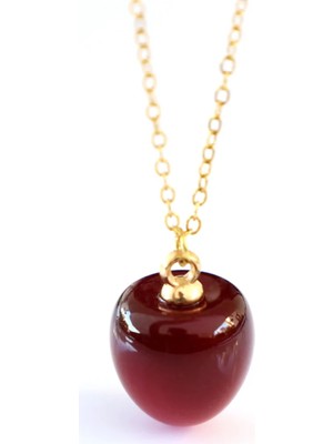 Tamgacrafts Mini Kırmızı Kiraz Kolye Paslanmaz Çelik Ince Zincir Meyve Figürlü Zarif Takı