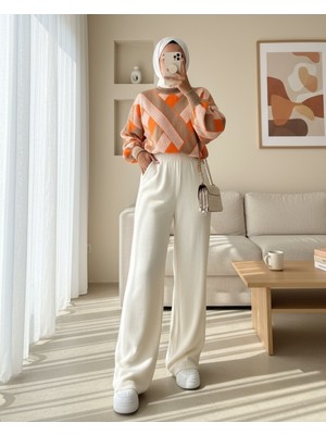 Moda Morfo Salaş Triko Pantolon -Taş