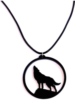 Tamgacrafts Dolunay Uluyan Alfa Kurt 4cm Büyük Akrilik Kolye Ucu Deri Kayış