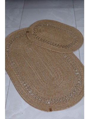 PremiumPort Doğal Jüt ve Hasır Banyo Paspas Takımı, Bohem ve Iskandinav Tarzı