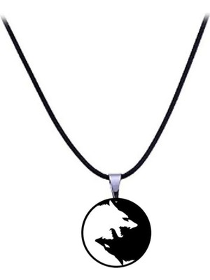 Tamgacrafts Ikiz Kurt Denge Kolye Feng Shui Iyi Kötü Büyük Boy 6cm Siyah Akrilik Deri Kayış