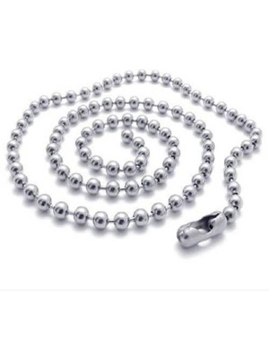 Tamgacrafts 3mm Paslanmaz Çelik Top Boncuk Kolye Zincir 90 cm Uzun Askeri Unisex Tasarım