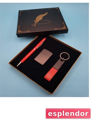 Özgürce Kırmızı Anahtarlık, Çakmak ve Dokunmatik Kalem Seti — Pratik ve Şık Aksesuar