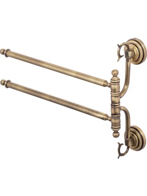PremiumPort Antik Gold Pirinç Iki Kollu Banyo Havluluk, Şık ve Dayanıklı Tasarım