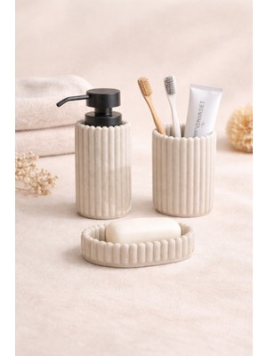 PremiumPort Modern 3 Parça Polyresin Banyo Seti, Şık ve Işlevsel Tasarım