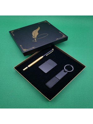 Özgürce Şık Deri Roller Kalem ve Çakmak Seti, Takipte Kalın!