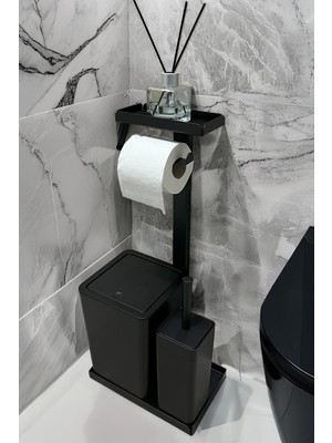 PremiumPort Pratik 3'ü 1 Arada Banyo Seti: Tuvalet Kağıtlık, Çöp Kovası ve Fırça