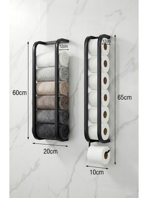 PremiumPort Şık Modern Banyo Seti, Havluluk ve Tuvalet Kağıtlığı Sıralaması
