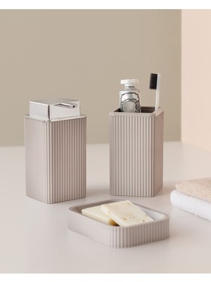 PremiumPort Yumuşak ve Şık 3'lü Banyo Seti, Açık Kahve Renk Seçeneği