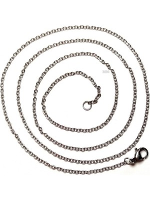 Tamgacrafts 1mm Paslanmaz Çelik Gümüş Gri Kolye Zincir 60 cm Orta Uzunluk