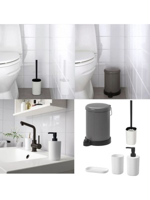 PremiumPort 5'li Banyo Seti Beyaz Galvaniz Çelik ve Plastik, Şık ve Pratik Tasarım