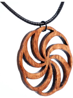 Tamgacrafts Geometrik Spiral Dönüşüm Kolyesi Sonsuzluk Sembolü Ahşap Rölyef Kolye El Yapımı Ahşap 4cm