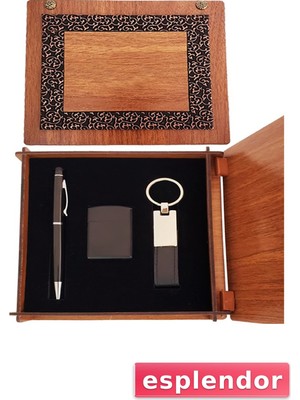 Özgürce Ahşap Kalem Anahtarlık ve Çakmak Seti, Şık ve Kullanışlı Hediye