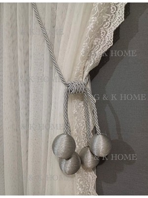 Özgürce 4'lü Açık Gri Lüks Perde Bağlama Aksesuarı, Kornişe Takılır