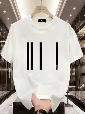 Efnaz Style Baskılı Oversize Bisiklet Yaka T-Shirt - Beyaz