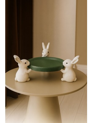 Özgürce Sevimli Tavşanlı Mini Anahtarlık ve Takı Tabağı, Masa Üstü Organizer