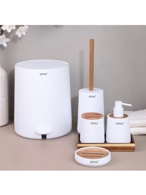 PremiumPort Şık ve Modern 5'li Banyo Seti, Beyaz Renk, Ev Dekorasyonu Için Ideal