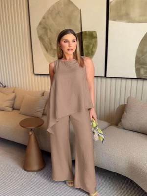 Efnaz Style Asimetrik Bluz - Pantolon Ikili Takım