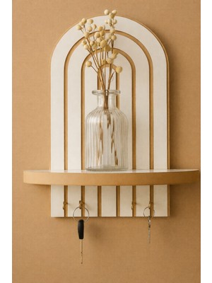 Özgürce Şık Beyaz Duvar Rafı Anahtarlık 35X20 Cm, Dekoratif ve Kullanışlı Tasarım
