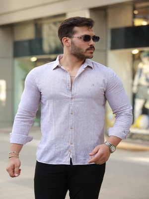 Efnaz Style Erkek Pamuklu Keten Gömlek
