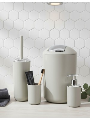 PremiumPort Pratik ve Şık 4'lü Banyo Aksesuar Seti, Bej Renk, Brazil Modeli