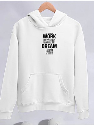 Efnaz Style Kışlık Üç Iplik Kapşonlu Sweatshirt - Beyaz