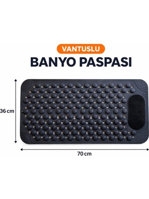 PremiumPort Kaydırmaz Banyo ve Duş Paspası 70X36 Cm, Antrasit Renkli