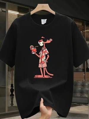 Efnaz Style Baskılı Oversize Bisiklet Yaka T-Shirt - Siyah