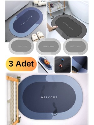 PremiumPort 3'lü Yumuşak Silikon Yosun Su Emici Banyo Paspası Seti