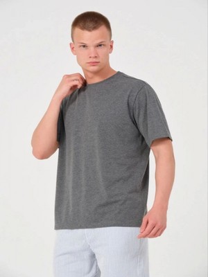 Efnaz Style Erkek 24/1 Düz A Kalite Oversize T-Shirt - Antrasit