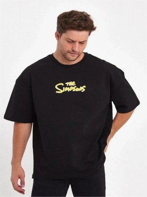 Efnaz Style Erkek Sırt Baskılı Bisiklet Yaka Oversize T-Shirt - Siyah