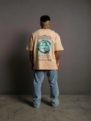 Efnaz Style Erkek Sırt Baskılı t-Shirt - Bej