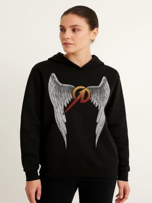 Efnaz Style Metallica Iki Iplik Kapüşonlu Ön ve Arka Baskılı Hoodie - Siyah