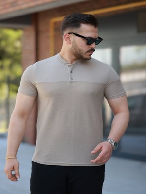 Efnaz Style Erkek Hakim Yakalı Kısa Kollu Pamuklu T-Shirt
