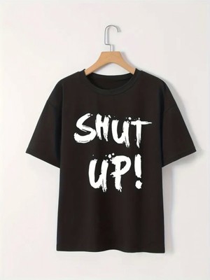 Efnaz Style Baskılı Oversize Bisiklet Yaka T-Shirt - Siyah