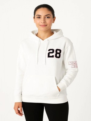 Efnaz Style Üç Iplik Kapüşonlu Ön ve Arka Baskılı Sweatshirt Hoodie - Beyaz