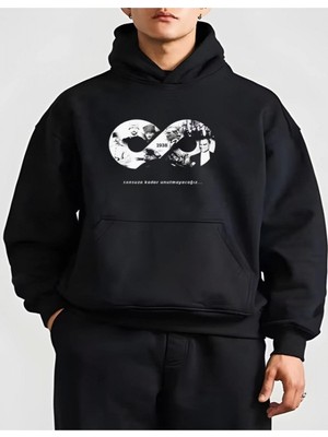 Efnaz Style 10 Kasıma Özel Üç Iplik Kapşonlu Baskılı Sweatshirt - Siyah