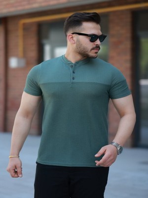Efnaz Style Erkek Hakim Yakalı Kısa Kollu Pamuklu T-Shirt