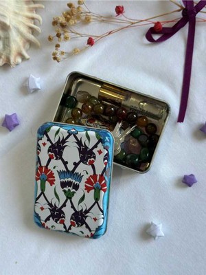 Özgürce Çini Desenli Metal Kutular, Sabun, Anahtarlık, Mum ve Takı Saklama