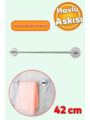 PremiumPort Gümüş Renkli Uzun Havluluk, Lavabo ve Mutfak Için Dayanıklı Askılık