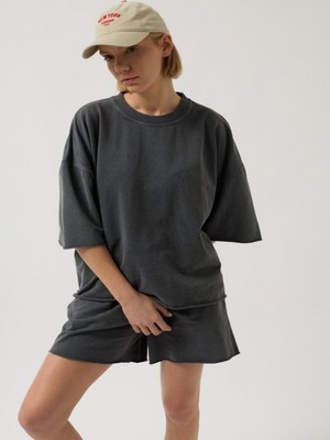 Efnaz Style Oversize Lazer Kesim Bisiklet Yaka T-Shirt