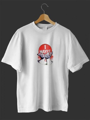 Efnaz Style 1 Mayıs Emekçilerimiz Için Özel Tasarım 1 Mayıs Dünya Baskılı T-Shirt - Beyaz