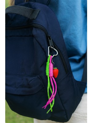 Özgürce Neon Yeşil Pembe Çilek Charm Anahtarlık, Dekoratif Çanta ve Telefon Askısı