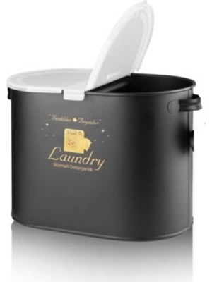 PremiumPort Siyah 2 Bölmeli Metal Deterjan Kutusu 12 Litre, Pratik ve Şık Saklama