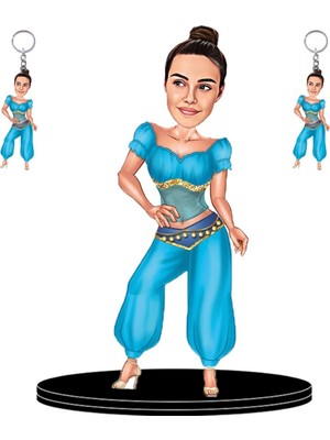 Özgürce Kişiye Özel Dansçı Kadın Figürlü 2'li Ahşap Anahtarlık Seti