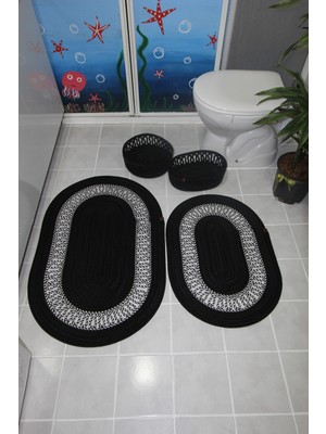 PremiumPort Doğal Jüt Banyo Takımı ve Paspas Seti, Makyaj ve Deterjan Düzeni